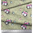 thumbnail image 2 of Soimoi Georgette Viscose Fabric Snowman & Penguin Kids Printed Fabric 1 Yard 42 Inch Wide, 2 of 3