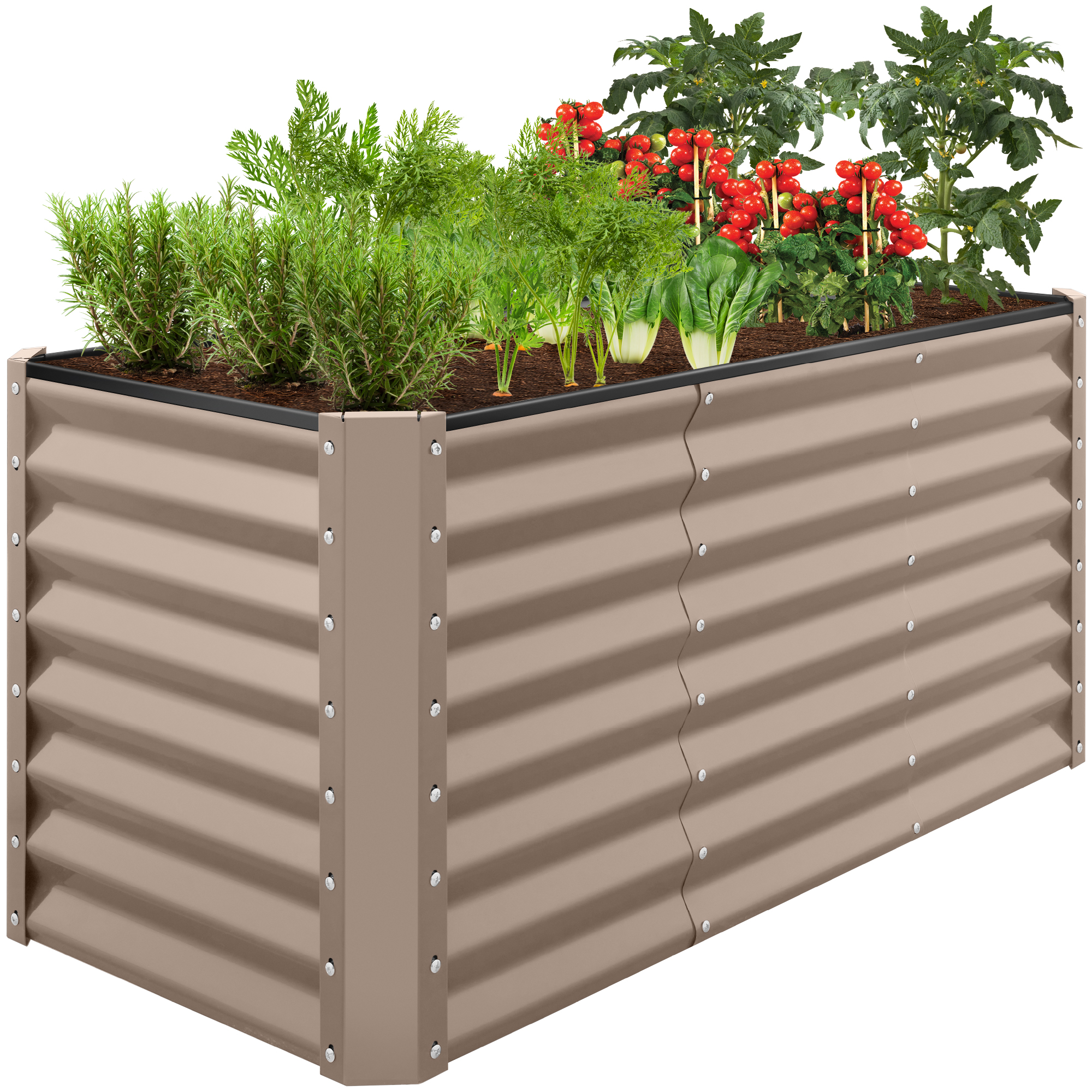 Best Choice Products 4x2x2FT Steel Garden Bed for Outdoor Planting, Elevated Bed for Vegetables, Herbs - Taupe