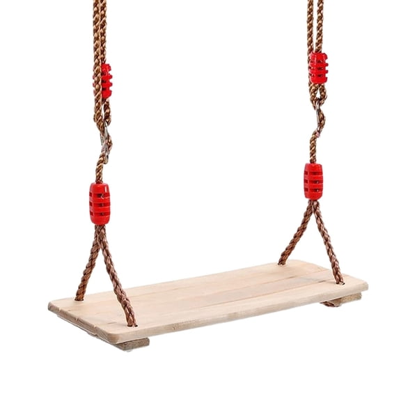 Wooden Swing, Hanging Tree Swing Seat with Adjustable Rope and Carabiner 300 LBS Large Bearing Capacity for Home Backyard Garden Playing, 1 Set