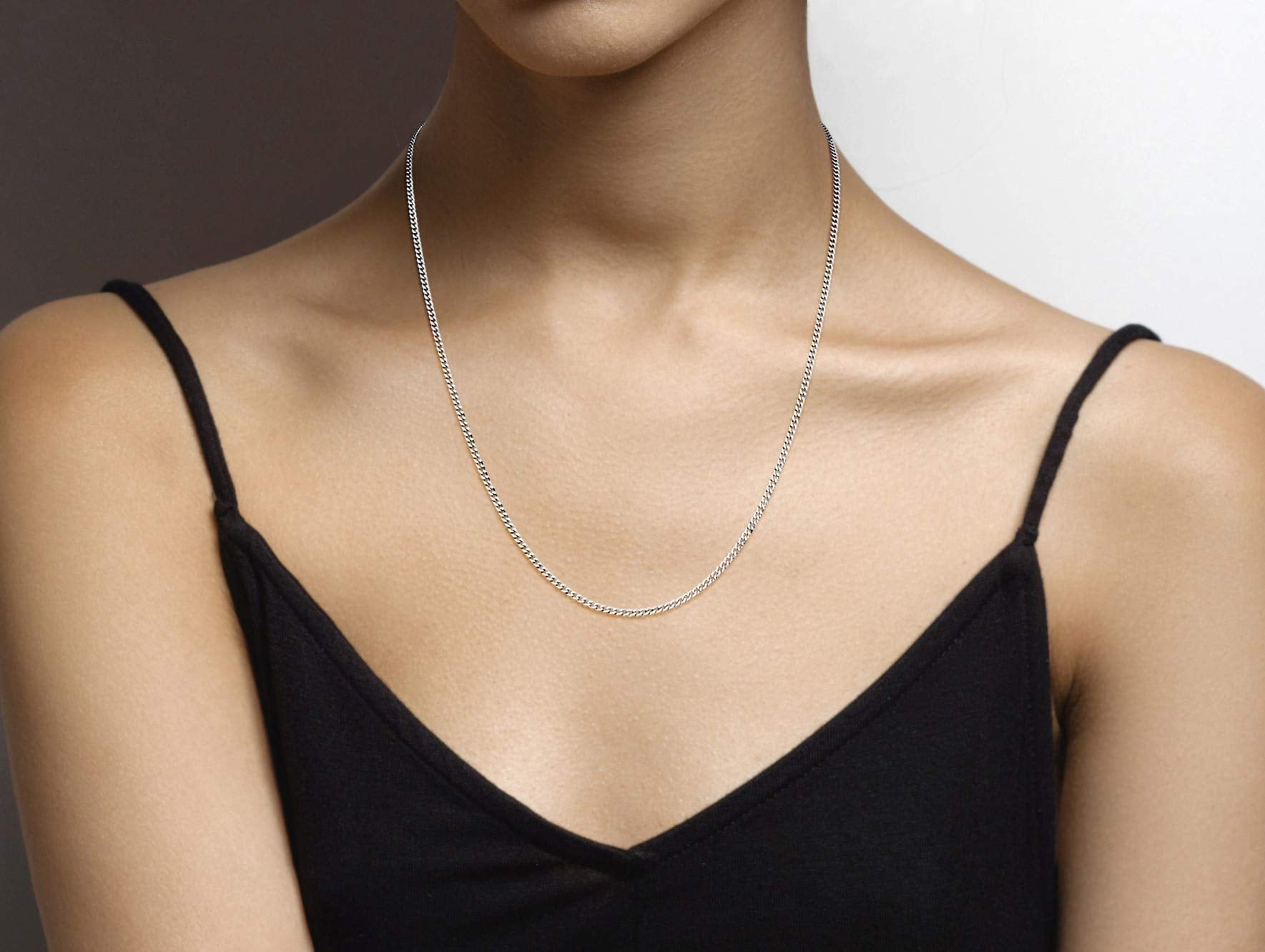 Miabella Italian 925 Sterling Silver 2.3mm Curb Cuban Link Chain Necklace Made in Italy (Length 22 Inches (men's average length))