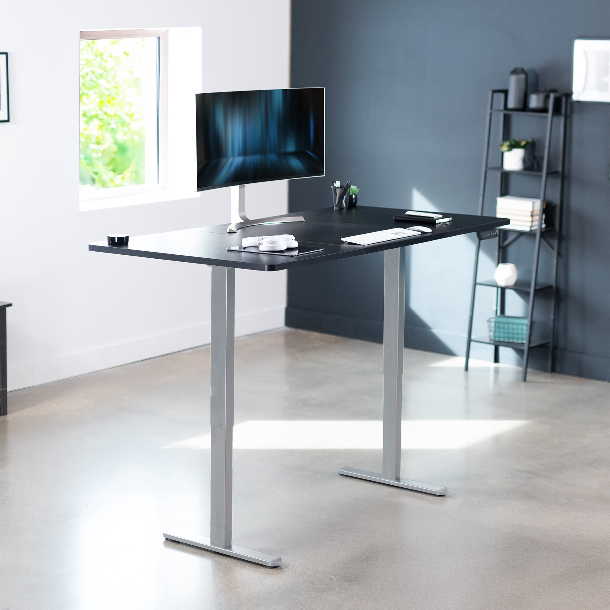 VIVO Electric Dual Motor 71” x 36” Standing Desk, Black Top, Gray Frame