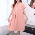 thumbnail image 6 of Raeneomay Women's Waffle Knit Home Spa Bathrobe,Short Sleeve V-Neck Absorbent Quick Dry Tie Waist Loungewear Robe, 6 of 9