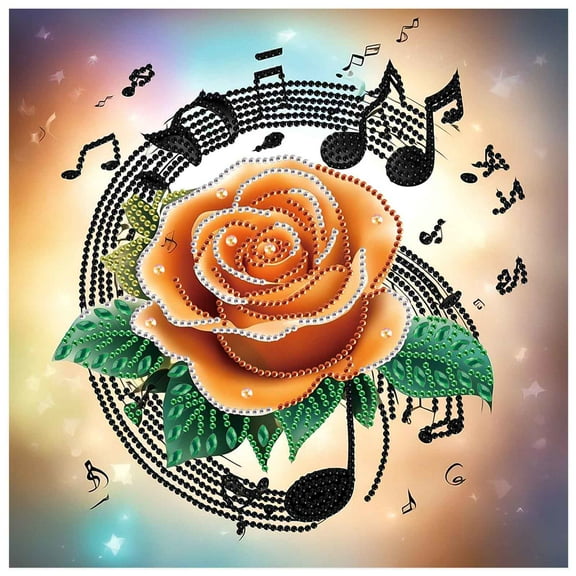 5D DIY Diamond Painting Kit Music Rose Special Shape Creative Diamond Craft Suitable for Home and Office Decor, Festive Gifts