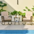 thumbnail image 3 of Wicker Patio Rocking Chair Set with Cushions & Pillows – All-Weather High Back Outdoor Rockers –– Ideal for Garden, Balcony, Porch, Poolside – Dark Gray, 3 of 8