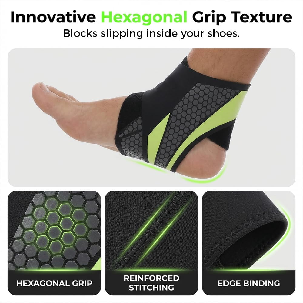 4Pcs Ankle Brace for Men & Women, Adjustable Ankle Wrap Support for Sprain Recovery Tendonitis Protection, Breathable Foot Stabilizer Brace Fit for Soccer Basketball Running Sports (Gray)