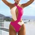thumbnail image 5 of successthop Swimsuit for Women Tummy Control Crisscross Strap Halter Neck One-Piece Backless Monokinis Hollow Cutout Patchwork Romper Swimwear Sexy Slimming Bikinis Tankinis, 5 of 9