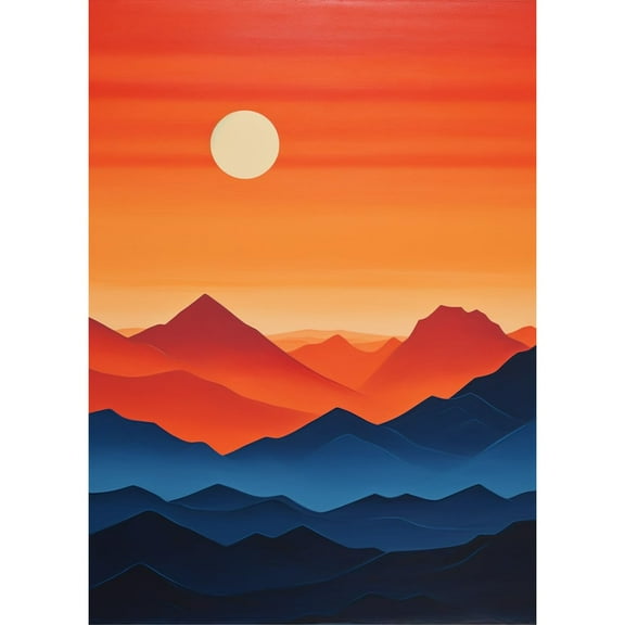 Beautiful Sunset Scene and Mountains DIY 5D Diamond Art Paint with Full Drill Round Diamond Gems Painting by Number Kits for Adults Art Craft Home Wall Decor 15.8x19.8inch