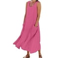 thumbnail image 2 of onlyliua Summer Dresses for Women 2025 Sleeveless Crew Neck Solid Cutout Tank Dresse Beachwear Regular Fit Beachwear Cotton Stylish for Picnics and Outdoor Events Holiday Deals, 2 of 5