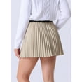 thumbnail image 3 of DARING DIVA Pleated Mini Skirt for Women's Casual Elastic Waist A-line XL Khaki, 3 of 6
