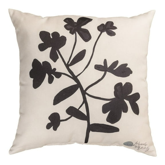 Manual Woodworkers & Weavers SLBWF 18 x 18 in. Floral Climaweave Pillow, Black & White