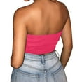 thumbnail image 4 of Summer Tube Tops for Women Solid Color Bralette Strapless Crop Top Sexy off the Shoulder Fitted Shirts Tee, 4 of 6