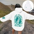 thumbnail image 7 of Goindgs Oversized Sweatshirt for Women Loose Beach Letter Duplex Printed Long Sleeved Pullover Hoodie with Pockets Pullover Sweatshirts Fall Outfits White-M, 7 of 7