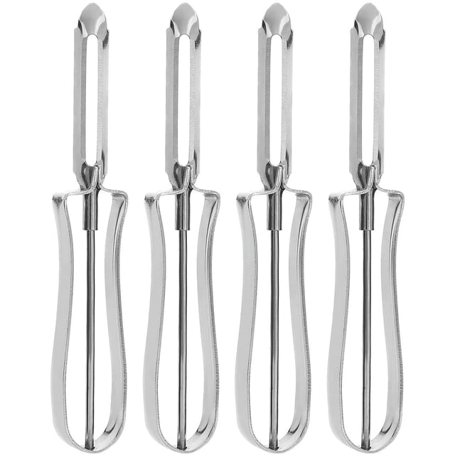 Zhuge Pelador de verduras, pelador de acero inoxidable para zanahorias, manzanas y otras frutas y verduras, mangos ergonómicos de seguridad y control (4 piezas)