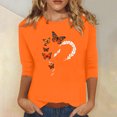 thumbnail image 2 of Dadaria Matters Tee Femme Chemise Orange Manches 3/4 T-Shirt Col Rond Grande Taille Hauts Été Chandail Blouses L, 2 of 5