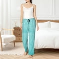 thumbnail image 4 of Kdxio Women's Comfy Stretch Blue And Turquoise Print Drawstring Pajama Pants-Large, 4 of 5
