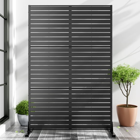 MAYEERTY Metal Room Divider – Industrial Galvanized Steel Privacy Screen,Stripe,Black