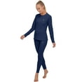 thumbnail image 2 of Little Donkey Andy Women's Fleece Lined Thermals Underwear Set Base Layer Long Johns Cold Weather Top Bottom Navy Peony Medium, 2 of 7