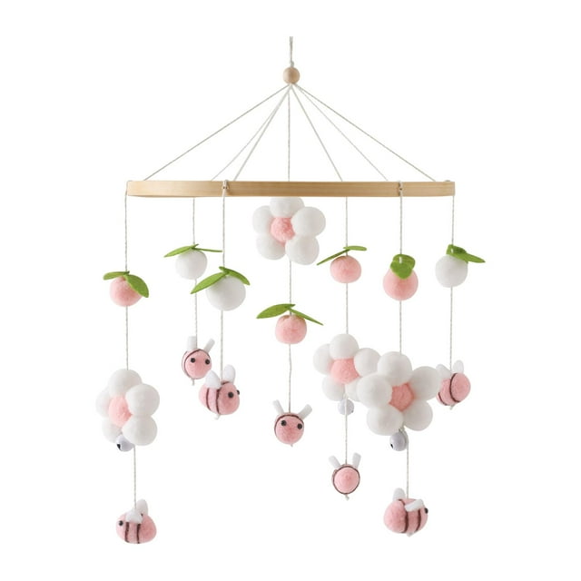 Sonajeros para cuna de bebé, juguetes Montessori, campana colgante para cama, sonajero de viento para niños y niñas, decoración de techo para recién Rosa