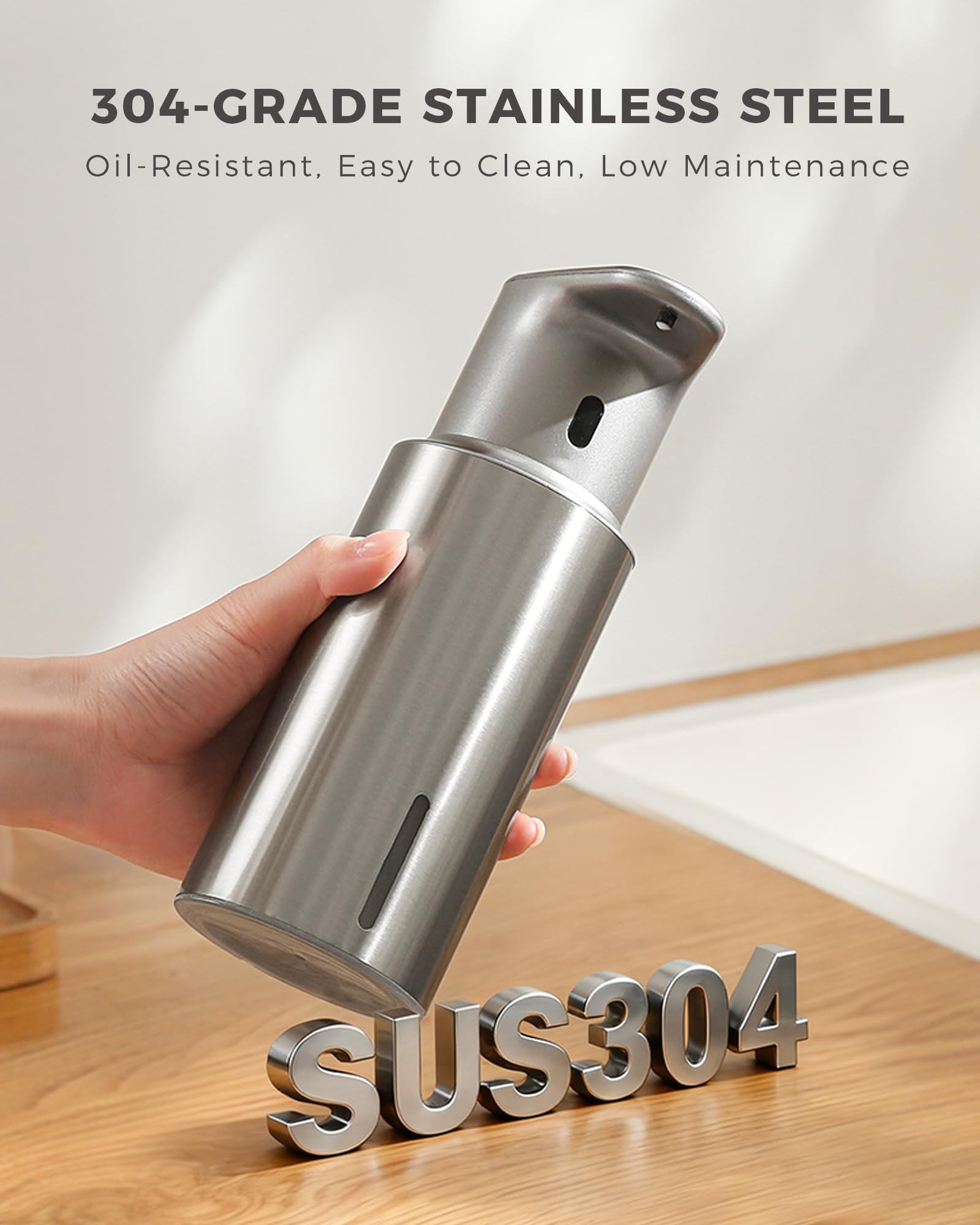 DODO MEKIA Automatic Liquid Soap Dispenser Touchless, 16.2oz/480ml Rechargeable, 3 Adjustable Liquid Levels, IPX5 Waterproof, for Kitchen Bathroom, Stainless Steel