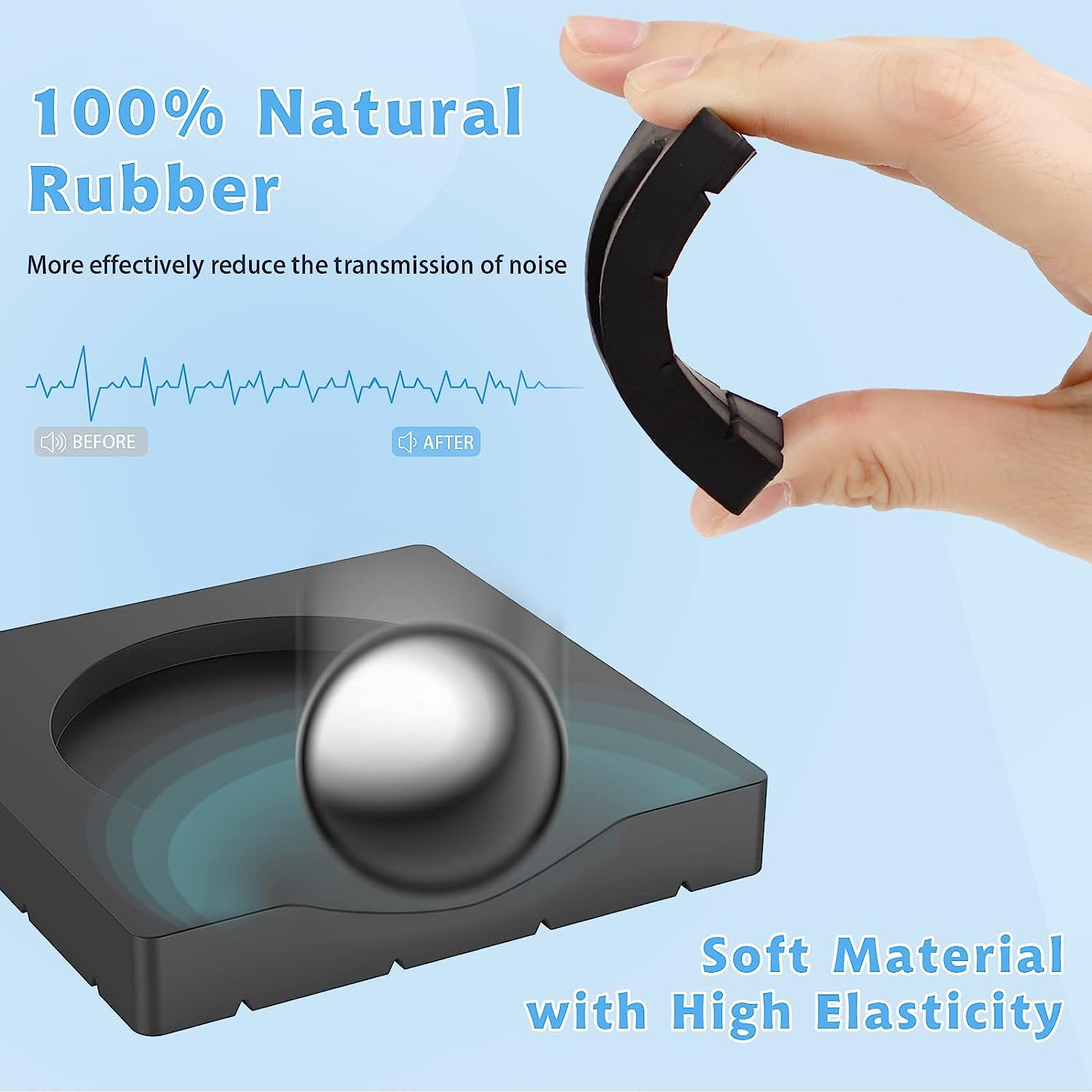 Anti Vibration Pads for Washing Machine, Anti Vibration Pads Prevent Washer & Dryer Moving Shaking Walking, Noise Dampening Anti Vibration Washing Machine Support, Shock Absorbing Mat-Square