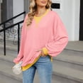thumbnail image 3 of Gerichy Long Sleeve Tops for Women Womens Plus Size Sweatshirt Long Sleeve Round Neck Tops Fall Winter Contrasting Round Neck Loose Long Sleeved Hoodie Top, 3 of 5