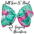 thumbnail image 4 of Rhinestone Large 8 Inch Bow, Big Bows For Girls, Jumbo Hair Bow Gift, Blue Hair Bow, Cheer Bows, Hair Bow Accessories (Aqua Pink/Rhinestone), 4 of 5