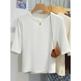 thumbnail image 4 of AOSSVIAO T-shirt Femme Été 2025 100 % Coton Basique Col Rond Mode Manches Courtes, 4 of 4