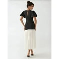 thumbnail image 4 of Fitted Contrast Midi Dress with Crew Neck, 4 of 5