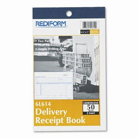 Rediform  Receiving Delivery Receipt  6-3/8 x 4-1/4  Carbonless 2-Part  50 Sets