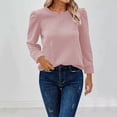 thumbnail image 2 of Lenpel Women's Crew Neck Sweatshirts Casual Puff Long Sleeve Textured Pullover Tops Fashion Fall Winter Clothes, 2 of 6