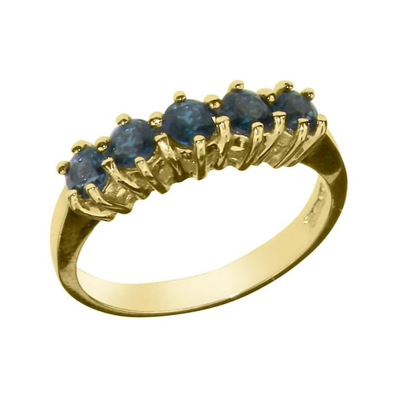 LBG British Made 18k Yellow Gold Natural London Blue Topaz Ladies Eternity Ring - 33 size options - Size 10
