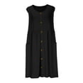 thumbnail image 5 of Htigea Women's Summer Dress Sleeveless V-Neck Button Trim Dress Casual Knee Length Flowy Sundress with Pockets Black,L, 5 of 8