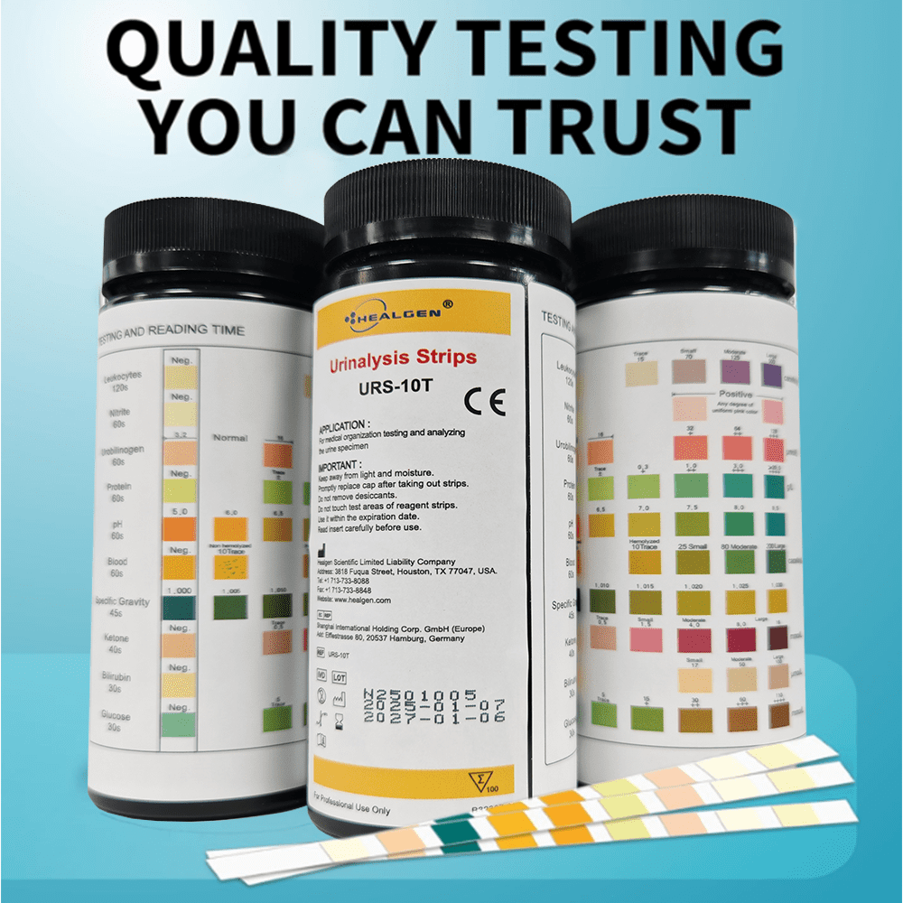10-in-1 Urine Test Strips 10 Parameters for Urinalysis - Rapid Tests for Ketosis, pH, Protein, UTI, Kidney and Liver Function-100 Count
