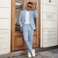 thumbnail image 5 of i·FineLong Slim-Fit Sky Blue Men's Suit Set: Trendy Single-Breasted Suit for Business, Commuting, and Interviews (Includes Pants), 5 of 5