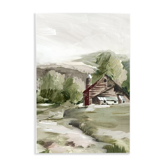 Stupell Industries Rural Cabin Farmland Landscape & Nature Painting Unframed Art Print Wall Art, 10 x 15