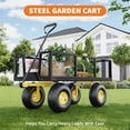 thumbnail image 6 of 900 Lbs Steel Garden Cart, Heavy Duty Garden Wagon Cart Pullable on Wheels, Metal Yard Utility Wagon Carts with 10" All Terrain Tires, Mesh Removable Sides and 180°Rotating Handle, 6 of 10