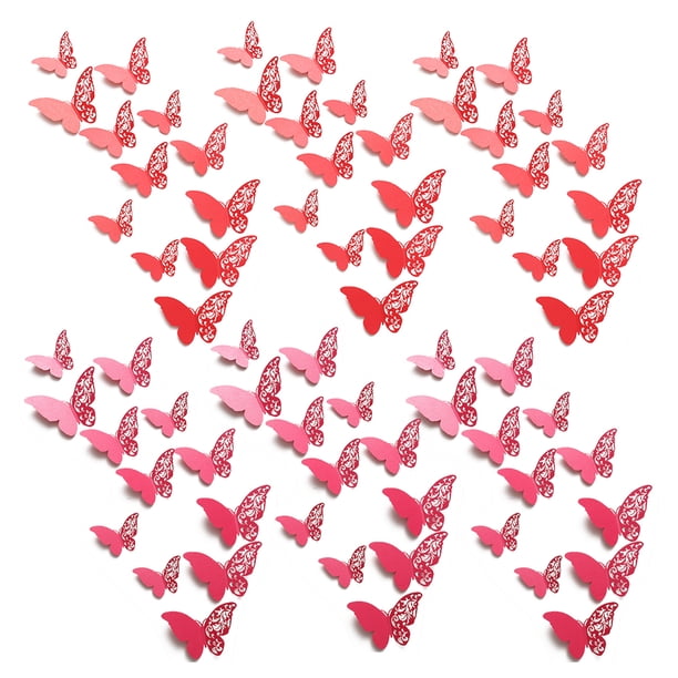 72 piezas Decoración de la habitación de mariposas Decoración de mariposas en 3D Pegatinas de pared de metal desmontables Calcomanías para murales de habitaciones Decoración de fiestas Decoración de bodas Regalo de bricolaje Vhermosa BST3040952-3