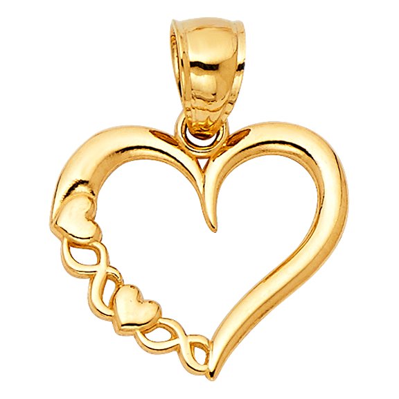 14k Yellow Gold Forever Love Infinity Heart Pendant Perfect Romantic Charm Jewelry Female Unisex