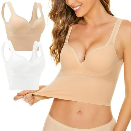 SDNall Sports Bras for Women 2Pc Solid Color Sports Bra Beautiful Back Backless Shoulder Strap Waist Tied Bra Workout Bras for Women