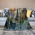 thumbnail image 2 of Fenyluxe Waterfall City Clock Tower Soft Flannel Bed Throw Blanket for All Seasons - Lightweight Plush Gift Blanket 40x50in, 2 of 6