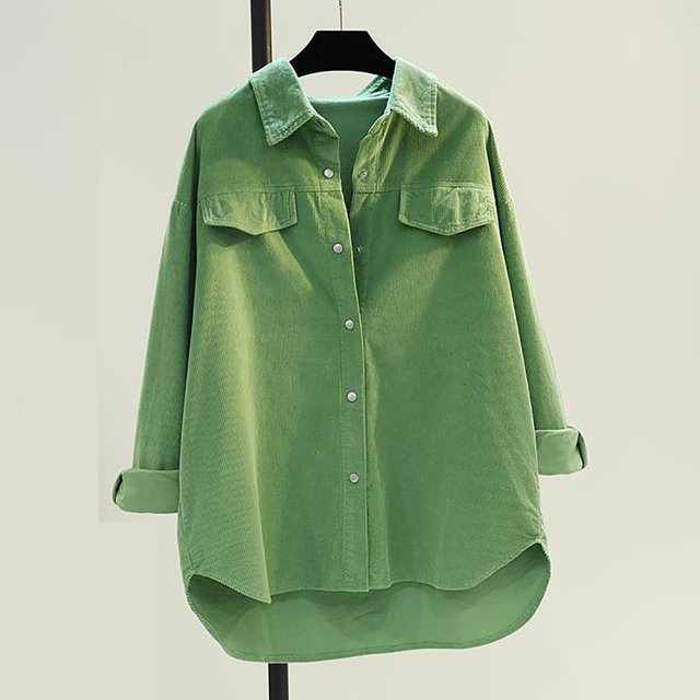 Chaquetas y abrigos casuales sin capucha de manga larga para mujer, cárdigan informal de pana con doble bolsillo, abrigo/camisa casual sin capucha de manga larga para mujer
