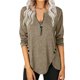 thumbnail image 2 of Blusa suelta con cuello en V y manga larga con cremallera sólida para mujer Fridja  czfsfas3994, 2 of 6