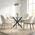 thumbnail image 3 of Atumcto 35.5" Round Glass Dining Table, Modern Kitchen Table with Black Metal Legs for Small Spaces, Clear/Black, 3 of 10