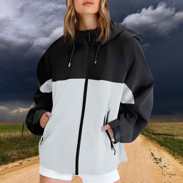 Hooded Rain Jacket Women, Lightweight Hiking Shell, Windproof Mountain Coat Grey S , Jacket