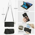 thumbnail image 6 of ELEHOLD For Samsung Galaxy Note 20 Phone Case Leather Crossbody Zipper Card Wallet Flip Case Kickstand Cover, with Ring Holder,Full Body Protection-Black, 6 of 7