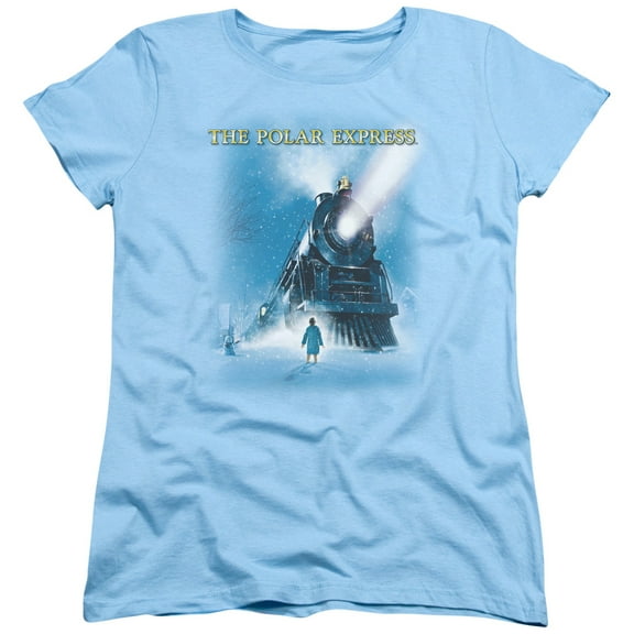 Trevco Sportswear WBM371-WT-5 Polar Express Big Train Womens Short Sleeve T-Shirt, Light Blue - 2X