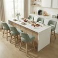 thumbnail image 5 of Usaint 27" 360° Swivel Counter Height Bar Stools Set of 2, Upholstered with Backrest and Sturdy Rubberwood Legs for Kitchen Island, Breakfast Bar,Green, 5 of 12