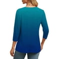 thumbnail image 4 of Womens Fall Clothes, 3/4 Sleeve Shirts for Women Fashion Loose Fit Ombre Tie Dye V Neck T-Shirts, 4 of 6