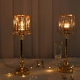 thumbnail image 2 of Efavormart 2 Pack Gold Metal Pillar Votive Candle Holders With Crystal Lamp Shade, Candlestick Stand for Table Centerpieces - 15", 2 of 11