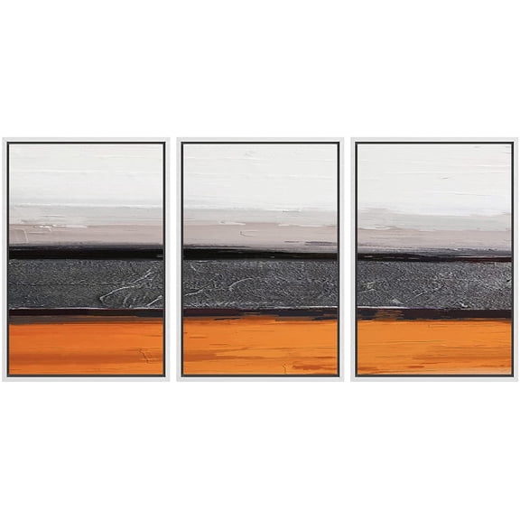 IDEA4WALL Framed Canvas Print Wall Art Set Pastel Orange Black Minimal Landscape Nature Abstract Modern Art Contemporary Decorative Chic for Living Room, Bedroom, Office - 24"x36"x3 White